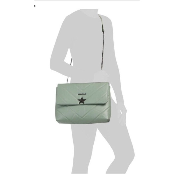 MARINA GALANTI Made In Italy Leather Quilted Chain Strap Crossbody blue - Picture 2 of 5